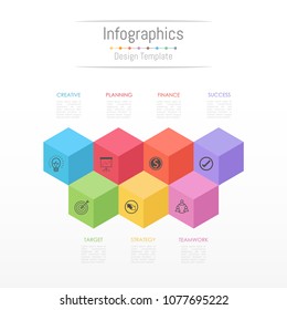 Infographic design elements for your business data with 7 options, parts, steps, timelines or processes. Vector Illustration.