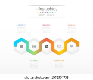 Infographic design elements for your business data with 5 options, parts, steps, timelines or processes. Vector Illustration.