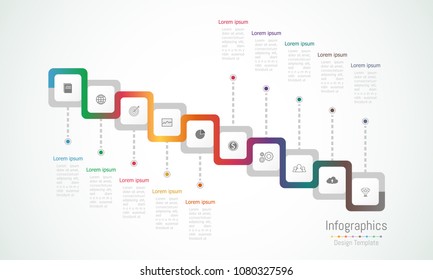 Infographic design elements for your business data with 10 options, parts, steps, timelines or processes. Vector Illustration.