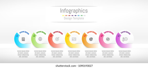 Infographic design elements for your business data with 7 options, parts, steps, timelines or processes. Vector Illustration.