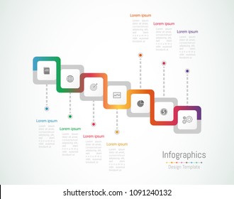 Infographic design elements for your business data with 7 options, parts, steps, timelines or processes. Vector Illustration.