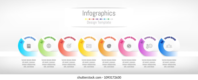Infographic design elements for your business data with 8 options, parts, steps, timelines or processes. Vector Illustration.
