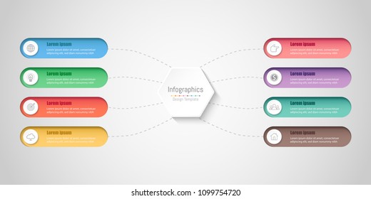 Infographic design elements for your business data with 8 options, parts, steps, timelines or processes. Vector Illustration.