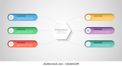 Infographic design elements for your business data with 6 options, parts, steps, timelines or processes. Vector Illustration.
