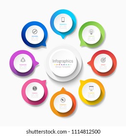 Infographic design elements for your business data with 8 options, parts, steps, timelines or processes. Vector Illustration.