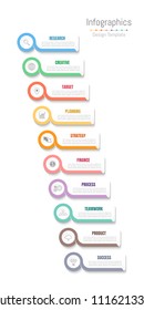 Infographic design elements for your business data with 10 options, parts, steps, timelines or processes. Vector Illustration.