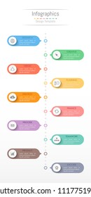 Infographic design elements for your business data with 10 options, parts, steps, timelines or processes. Vector Illustration.