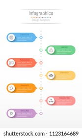 Infographic design elements for your business data with 7 options, parts, steps, timelines or processes. Vector Illustration.