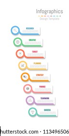 Infographic design elements for your business data with 8 options, parts, steps, timelines or processes. Vector Illustration.
