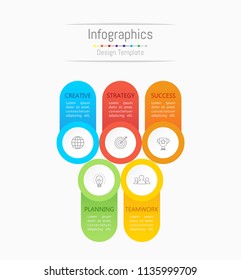 Infographic design elements for your business data with 5 options, parts, steps, timelines or processes. Vector Illustration.