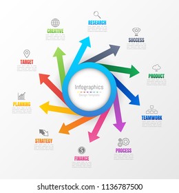 Infographic design elements for your business data with 10 options, parts, steps, timelines or processes. Vector Illustration.