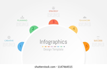 Infographic design elements for your business data with 5 options, parts, steps, timelines or processes. Vector Illustration.