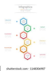 Infographic design elements for your business data with 6 options, parts, steps, timelines or processes. Vector Illustration.