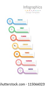 Infographic design elements for your business data with 7 options, parts, steps, timelines or processes. Vector Illustration.