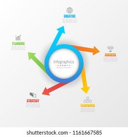 Infographic design elements for your business data with 5 options, parts, steps, timelines or processes. Vector Illustration.