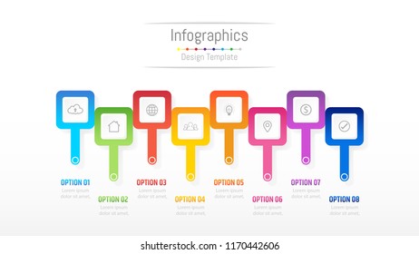 Infographic design elements for your business data with 8 options, parts, steps, timelines or processes. Vector Illustration.
