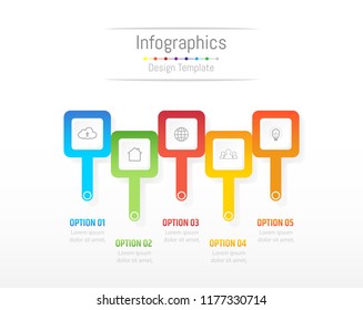 Infographic design elements for your business data with 5 options, parts, steps, timelines or processes. Vector Illustration.