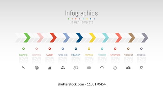 Infographic design elements for your business data with 10 options, parts, steps, timelines or processes. Vector Illustration.
