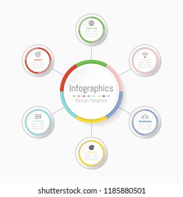Infographic design elements for your business data with 6 options, parts, steps, timelines or processes. Vector Illustration.