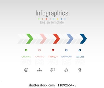 Infographic design elements for your business data with 5 options, parts, steps, timelines or processes. Vector Illustration.