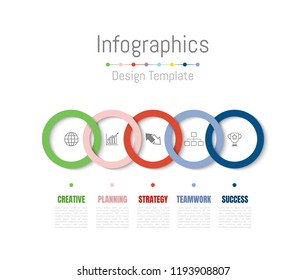 Infographic design elements for your business data with 5 options, parts, steps, timelines or processes. Vector Illustration.