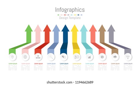 Infographic design elements for your business data with 10 options, parts, steps, timelines or processes. Vector Illustration.
