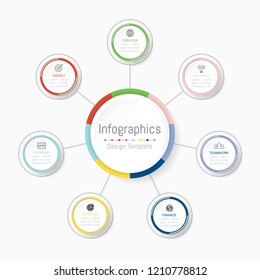 Infographic design elements for your business data with 7 options, parts, steps, timelines or processes. Vector Illustration.