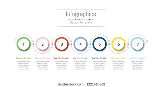 Infographic design elements for your business data with 7 options, parts, steps, timelines or processes. Vector Illustration.