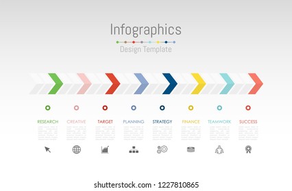 Infographic design elements for your business data with 8 options, parts, steps, timelines or processes. Vector Illustration.