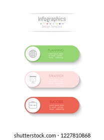 Infographic design elements for your business data with 3 options, parts, steps, timelines or processes. Vector Illustration.