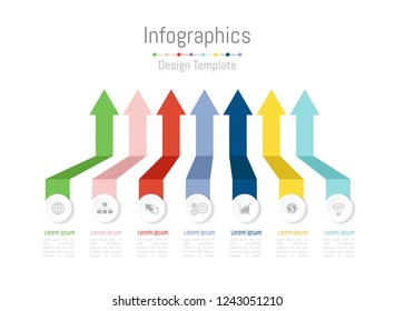 Infographic design elements for your business data with 7 options, parts, steps, timelines or processes. Vector Illustration.