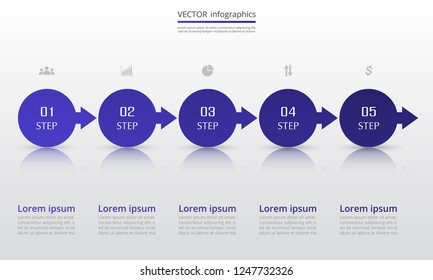 Infographic design elements for your business data with 5 options, parts, steps or processes. Vector timeline illustration.
