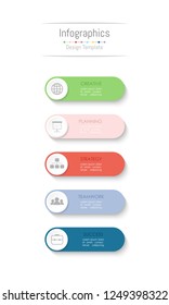 Infographic design elements for your business data with 5 options, parts, steps, timelines or processes. Vector Illustration.