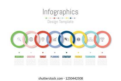 Infographic design elements for your business data with 8 options, parts, steps, timelines or processes. Vector Illustration.
