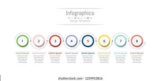 Infographic design elements for your business data with 8 options, parts, steps, timelines or processes. Vector Illustration.