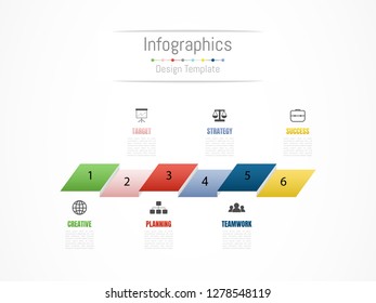 Infographic design elements for your business data with 6 options, parts, steps, timelines or processes. Vector Illustration.