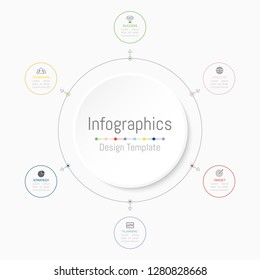 Infographic design elements for your business data with 6 options, parts, steps, timelines or processes. Vector Illustration.