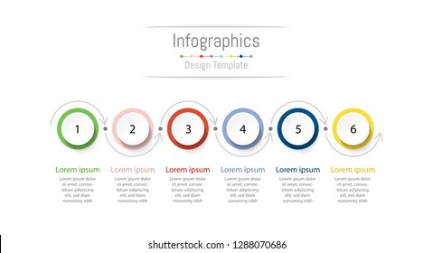 Infographic design elements for your business data with 6 options, parts, steps, timelines or processes. Vector Illustration.