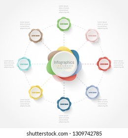 Infographic design elements for your business data with 8 options, parts, steps, timelines or processes. Vector Illustration.