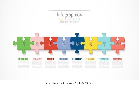 Infographic design elements for your business data with 8 options, parts, steps, timelines or processes. Vector Illustration.