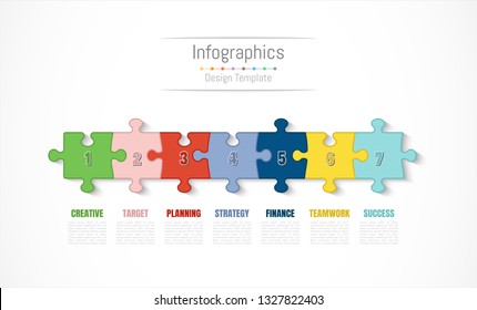 Infographic design elements for your business data with 7 options, parts, steps, timelines or processes. Vector Illustration.
