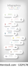 Infographic design elements for your business data with 10 options, parts, steps, timelines or processes. Vector Illustration.