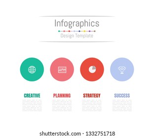 Infographic design elements for your business data with 4 options, parts, steps, timelines or processes. Vector Illustration.