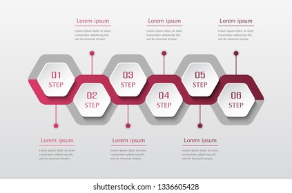 Infographic design elements for your business data with 6 options, parts, steps or processes. Vector timeline illustration.