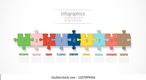 Infographic design elements for your business data with 9 options, parts, steps, timelines or processes. Vector Illustration.