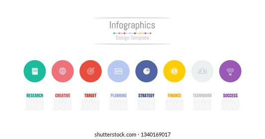 Infographic design elements for your business data with 8 options, parts, steps, timelines or processes. Vector Illustration.