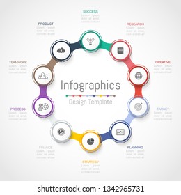 Infographic design elements for your business data with 10 options, parts, steps, timelines or processes. Vector Illustration.