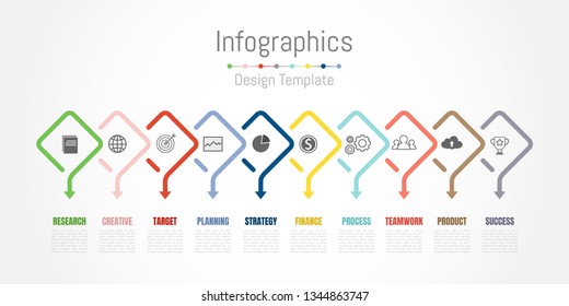 Infographic design elements for your business data with 10 options, parts, steps, timelines or processes. Vector Illustration.