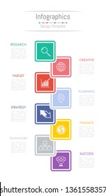 Infographic design elements for your business data with 8 options, parts, steps, timelines or processes. Vector Illustration.