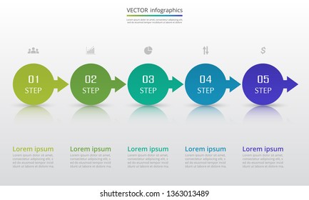 Infographic design elements for your business data with 5 options, parts, steps or processes. Vector timeline illustration.